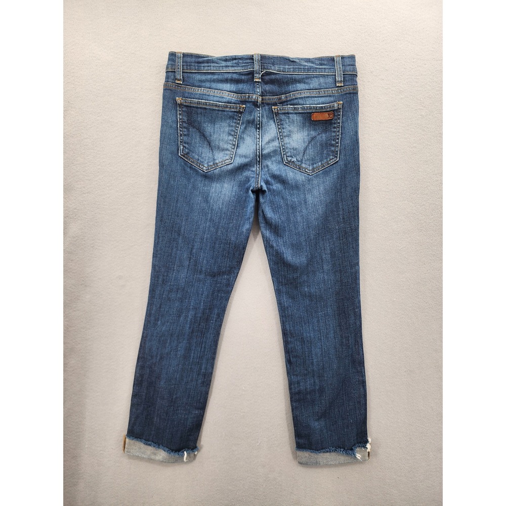Joe's Jeans Mid Rise Skinny Ankle Dark Wash‎ Raw Frayed Hem Denim Jeans Size 27 - Picture 7 of 13